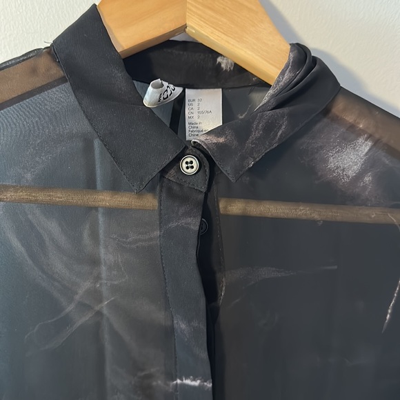 Sheer Dress Shirt Hi Low - Picture 2 of 3